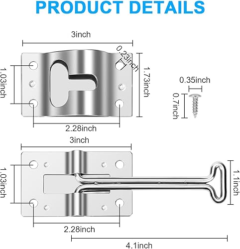 Miniatura 4 de Linkstyle 2 cierres para puerta de remolque, soporte de puerta estilo T de acero inoxidable 304, soporte de pestillo de puerta de cámper, pestillo