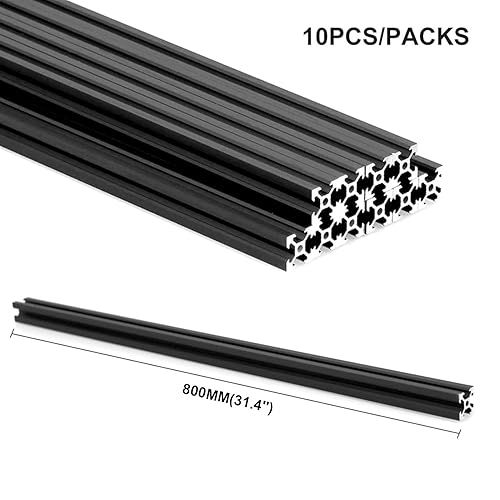 Miniatura 6 de 10 piezas de extrusión de aluminio 2020 con ranura en T, estándar europeo, 31.496 in (31.4 pulgadas) de longitud, aluminio extruido anodizado para