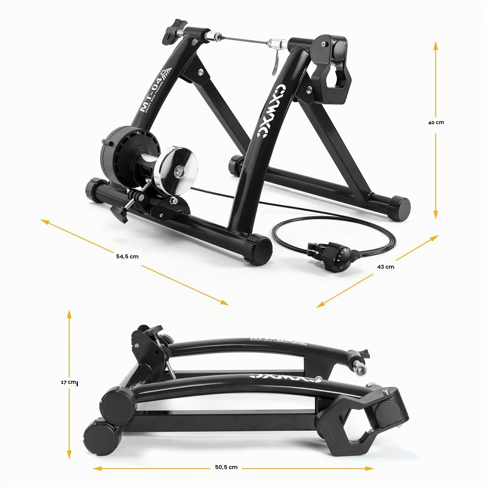 CXWXC Vélo d'entraînement à roulettes Pliable en Acier avec libération Rapide Support de Roue Avant pour entraînement de vélo de 26 à 29 Pouces à la Maison et à l'intérieur