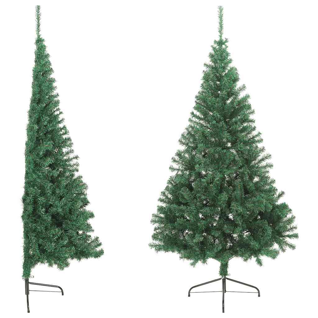 Árbol de Navidad artificial verde de 210 cm con soporte, de PVC, para pared, ahorra espacio, para interior y exterior