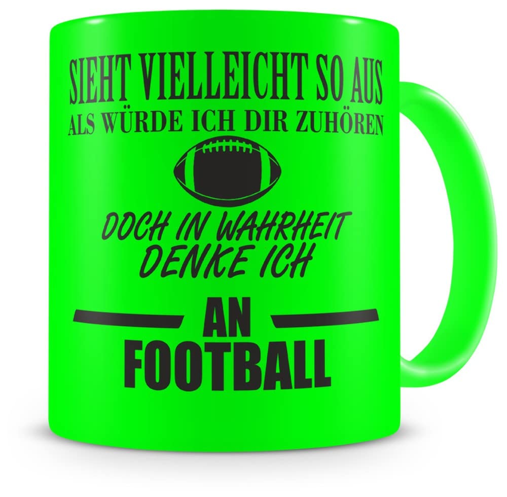 Samunshi Fußball-Motiv-Tasse 'Ich Denke An Fußball' – Keramik, 300 Ml, Schwarz/weiß, Spülmaschinenfest