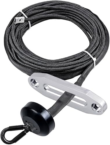 Miniatura 24 de Cuerda de cabrestante sintética amarilla de 50 pies x 1/4 + guía Hawse + tope de goma para ATV UTV SUV camión KFI Ramsey