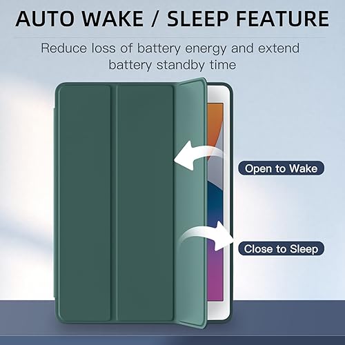 Miniatura 60 de Mastten Funda compatible con iPad de 9ª/8ª/7ª generación, para iPad de 10.2 pulgadas con soporte para lápiz, cubierta trasera de TPU Smart Stand