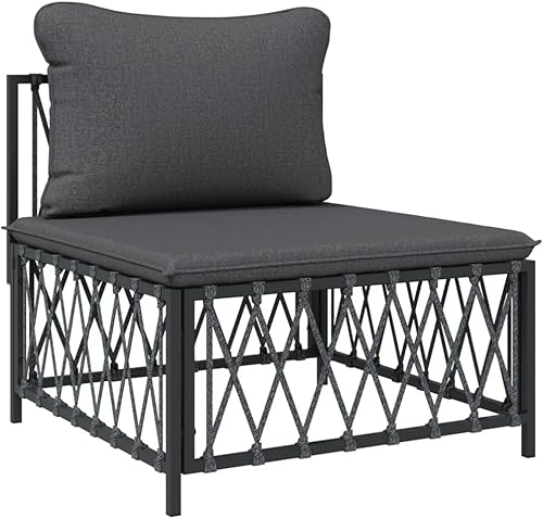 Miniatura 6 de Juego de muebles de jardín de 3 piezas, juego de muebles de patio al aire libre con cojines extraíbles, marco de acero con recubrimiento en polvo,