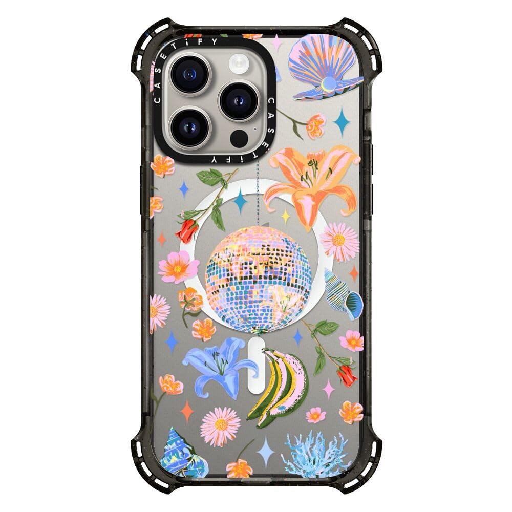 Coque iPhone 15 Pro Max CASETiFY Bounce compatible MagSafe Noir transparent Disco Magic - 7