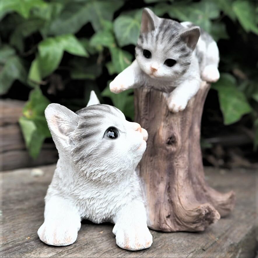 Amazon.co.jp: 猫の置物 サバトラ 猫の親子 226QY キャット 
