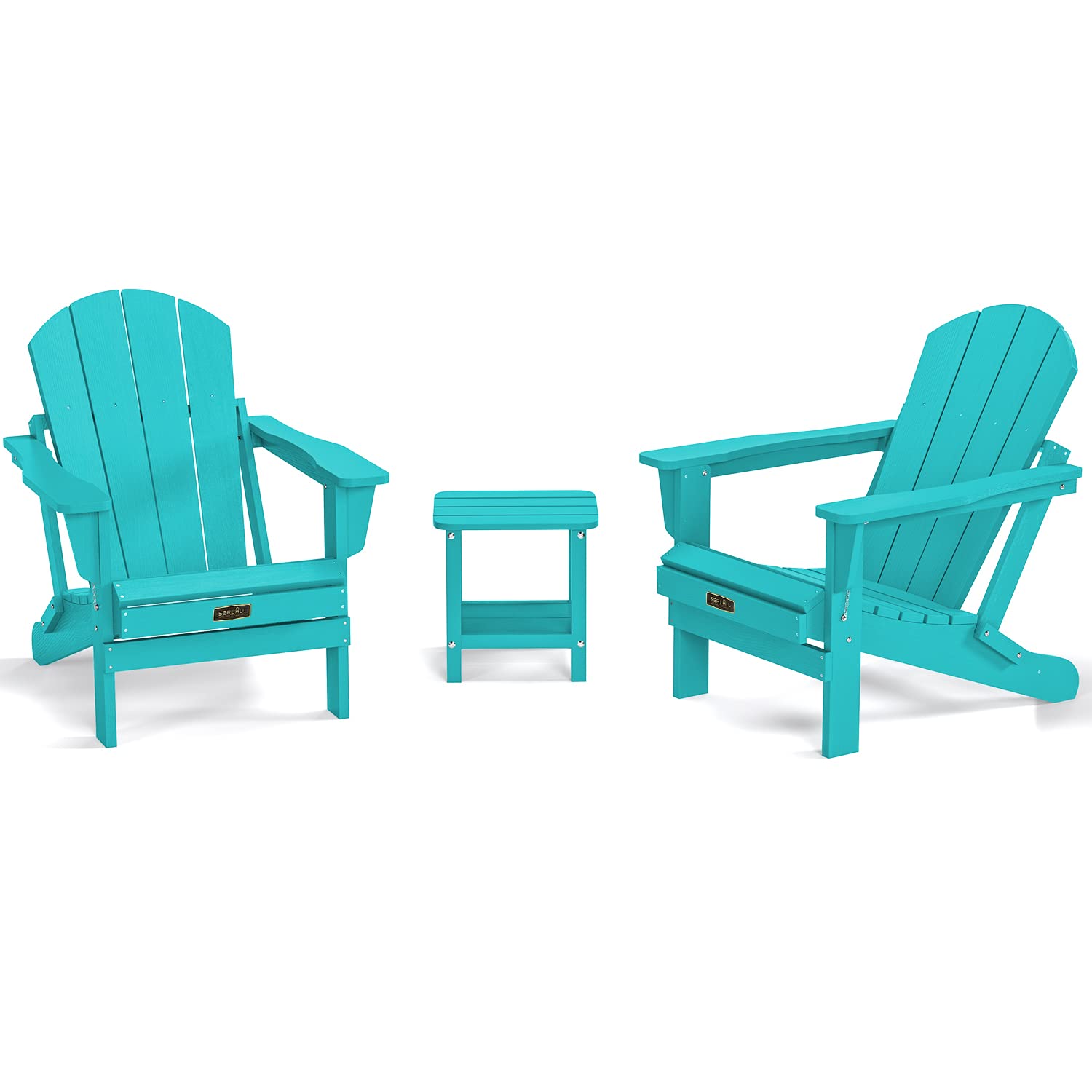 SERWALL Folding Adirondack Chair with Side Table 3Piece Adirondack