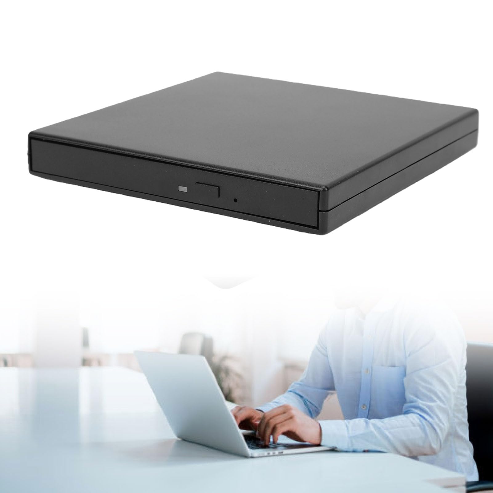 ASHATA Przenośny Napęd Optyczny USB, Nagrywarka CD 5 Gb/s (BLACK)