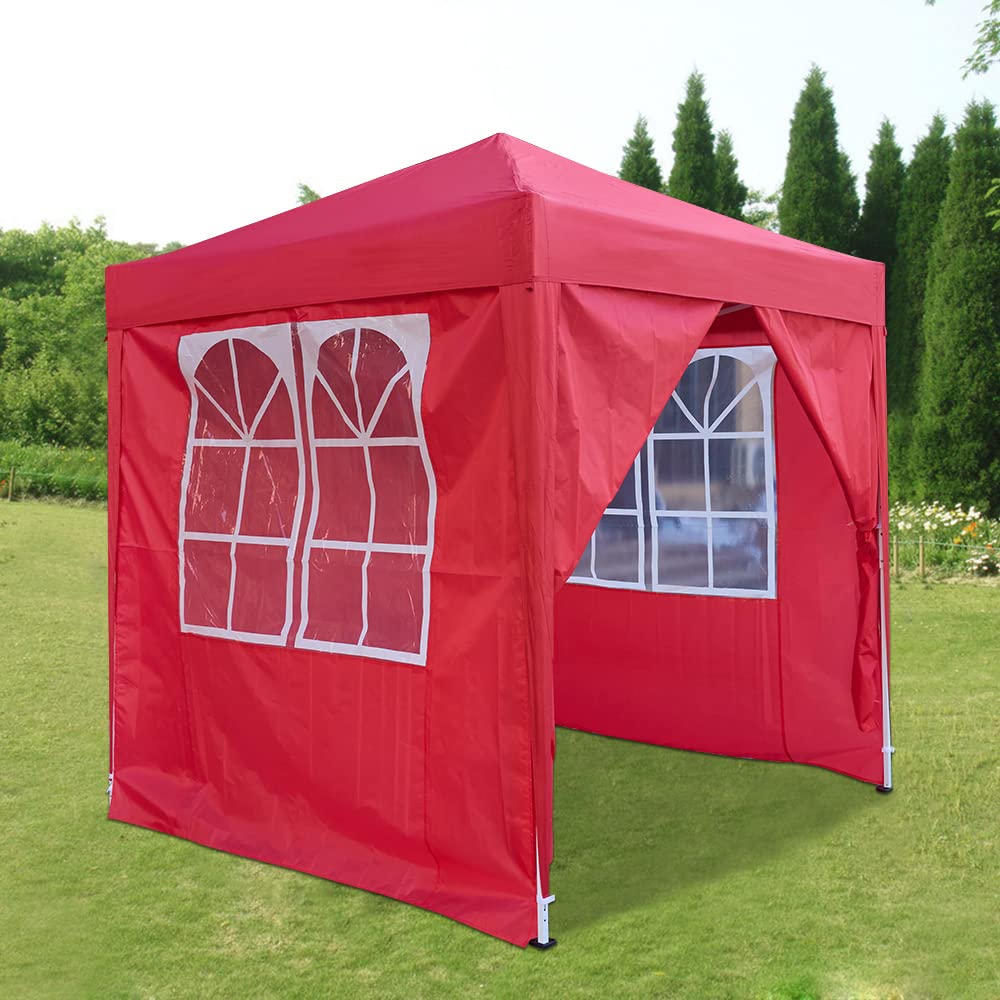 Pop Up Gazebo, Waterproof Pop Up Gazebo Marquee Garden Awning Party Tent CanopyPop Up Tent Garden Outdoor 2m/ 2.5m/3m red