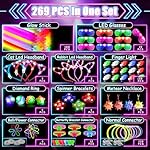 MIBOTE 269Pcs Led Light Up Toys Party Favors Glow in the Dark Party Supplies for Kid/Adults Halloween with Light Up Glasses,Rings,Fidget Spinner Bracelets,100 Glow Sticks Bulk Party Pack DIY Glow - Image 2