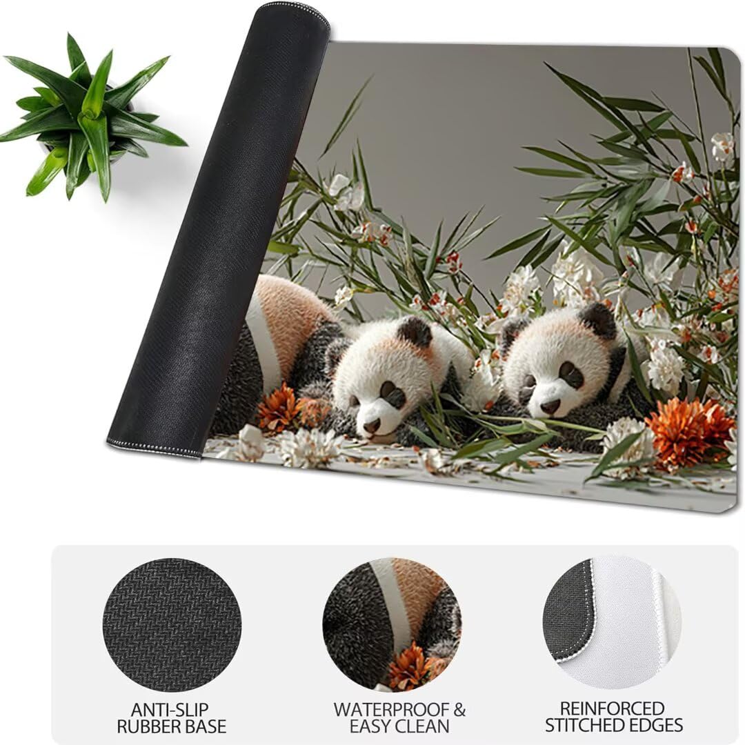Podkładka pod mysz do gier XXL Panda Anime, podkładka pod mysz XXL 1600 x 800 x 3 mm, podkładka pod mysz matowa, bardzo duża z tkaniny, antypoślizgowa podstawa, dla graczy, osobista -43005