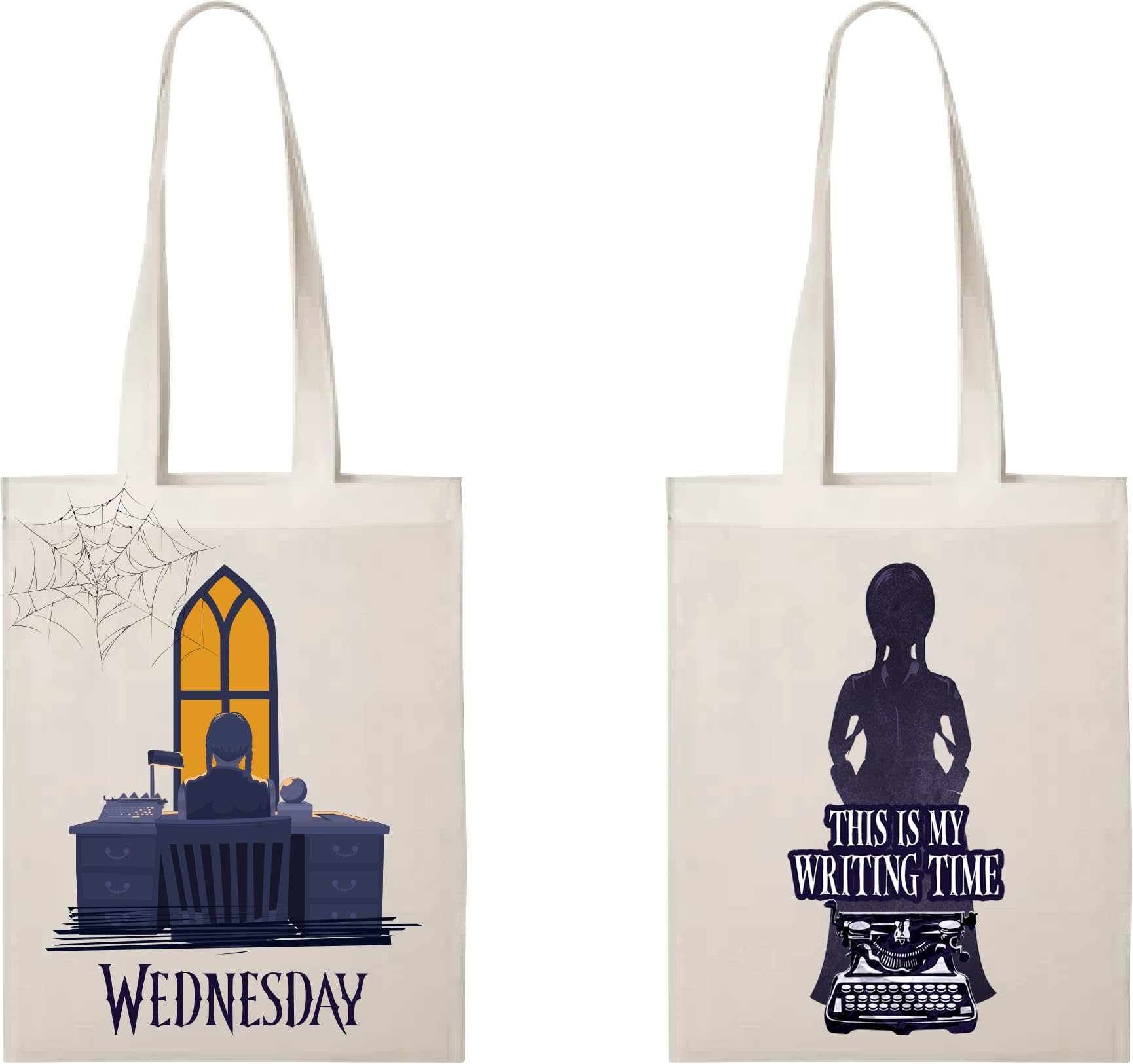 Konix Wednesday Tote Bag with Long Handles - 38 x 42 cm - 100% Polyester - This Is Writting Time Design - White
