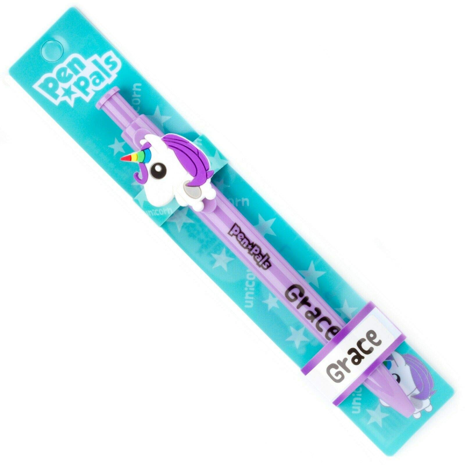 Stands Out, Supplying Outstanding Gifts Grace Girls Personalised Lilac Retractable Pen With a Fun Unicorn Character With Blue Ink