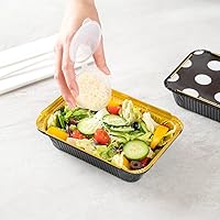 Vista 6 de Restaurantware Contenedores desechables de 16 onzas para llevar, 50 recipientes rectangulares para alimentos, con tapas de lunares, contenedores