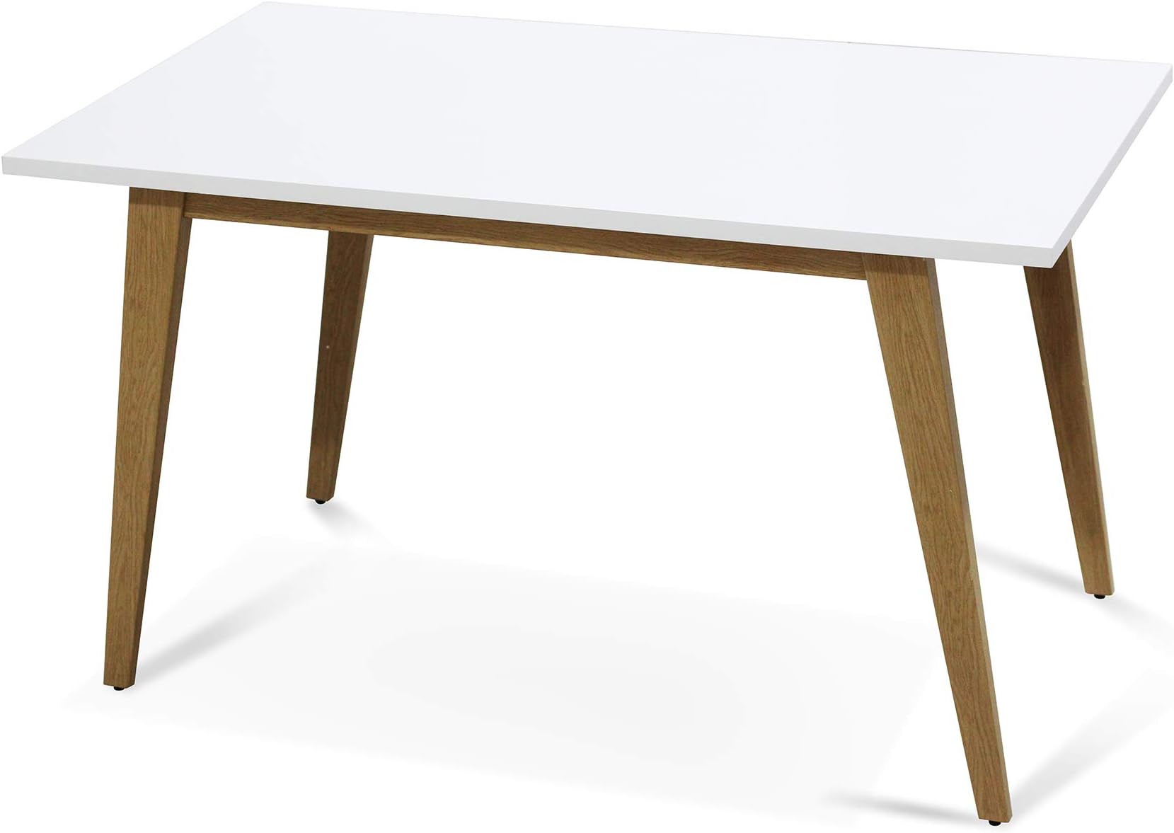 IDS Online Contemporary Norway Simplicity Style MDF White Dining Table With Wooden Skin Cover Metal Leg For 6, Rectagular, L51 X W29.5 X H29.5,