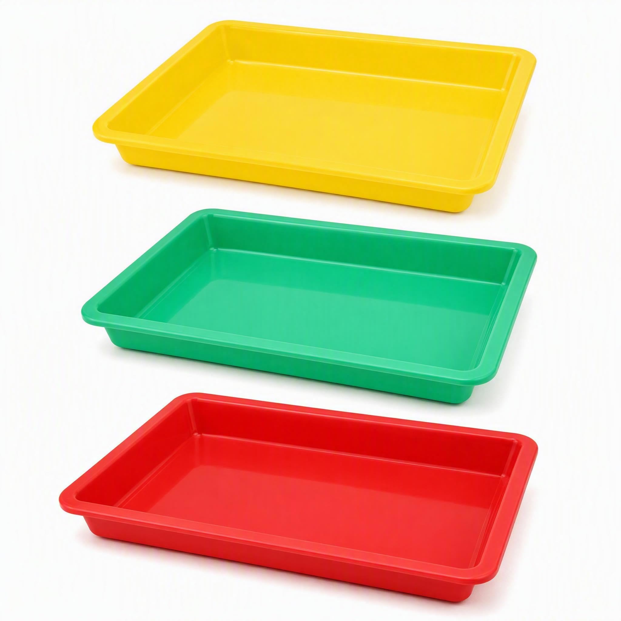 3Pcs Tuff Trays, Sensory, 27.5x21x4cm Plastic Activity Tray