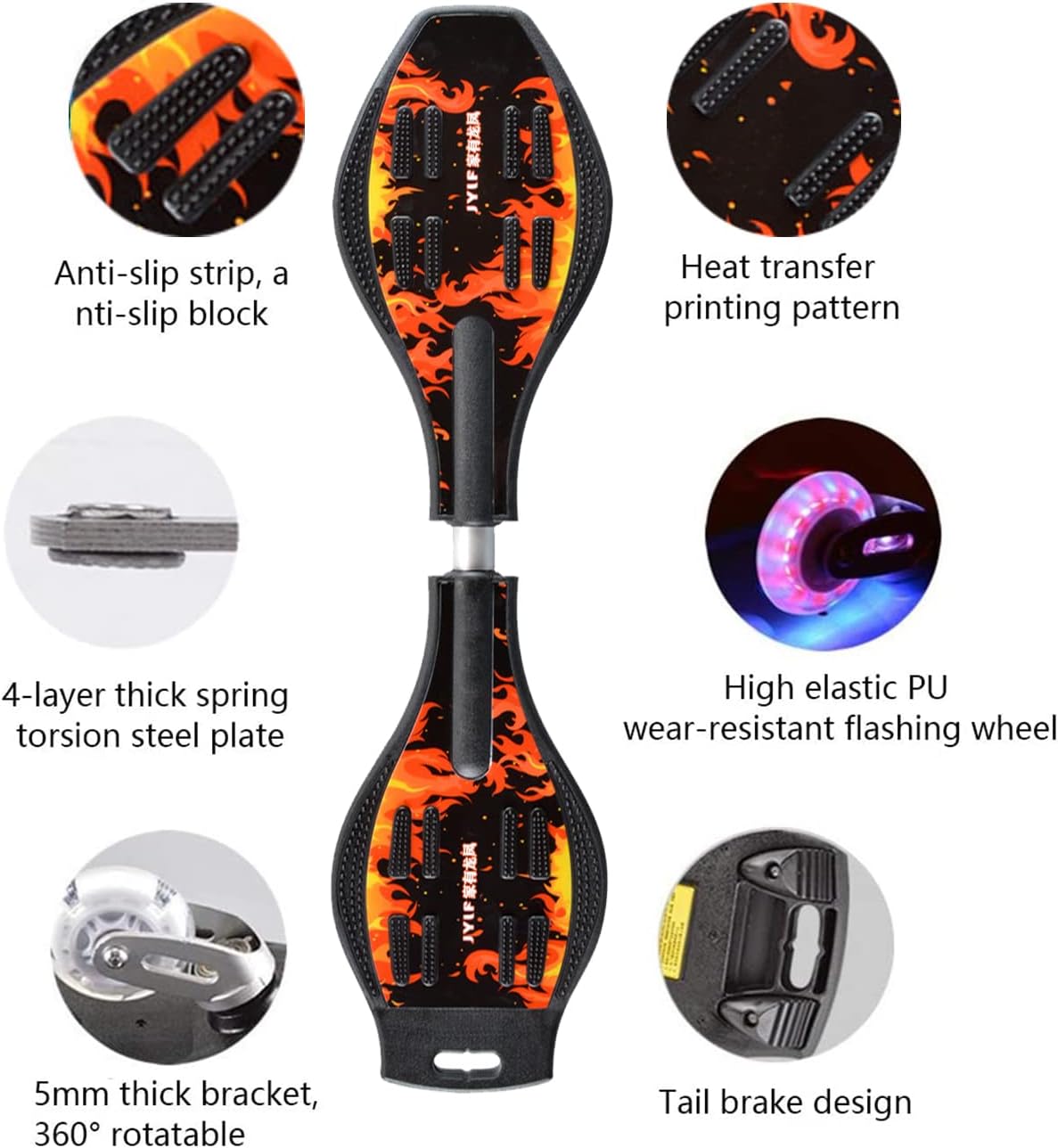 Waveboard Children Street Surfing Caster Torsion Skateboard Double Decks Casterboards for Wave/Surf Waveboard/Castor Board with Light Up Wheels for Kids/Teens