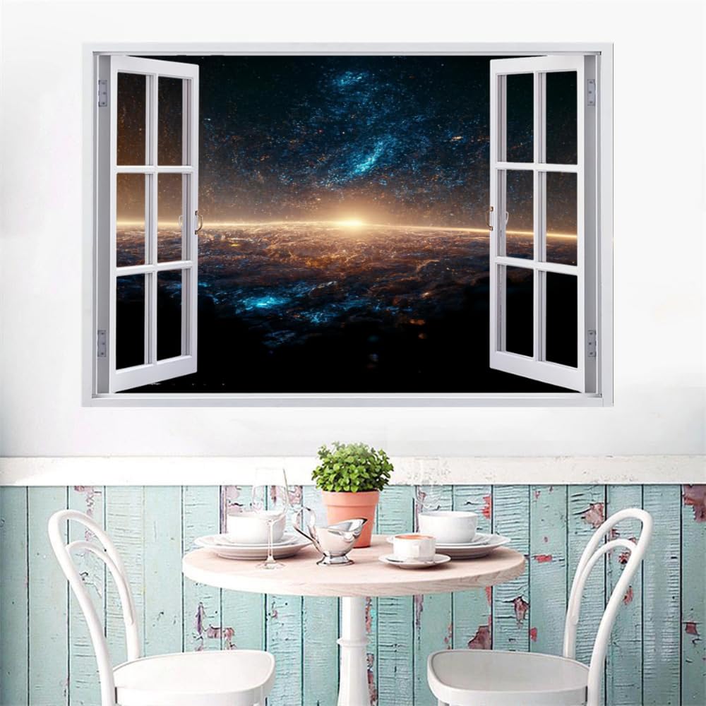 Adesivi Murali 3D Fracassati Terra Poster Rimovibile Per Arte Del Tatuaggio Da Parete Universo Fotomurali Decorazioni Per La Casa Camera Da Letto Per Bambini Decorazioni 120x80cm