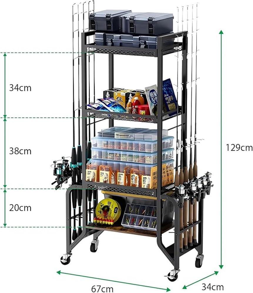 Porta-canna da pesca versatile Porta-canne da pesca Supporti ad | per garage Armadio di stoccaggio compatto e stretto Lo scaffale per aste può contenere tutte le canne