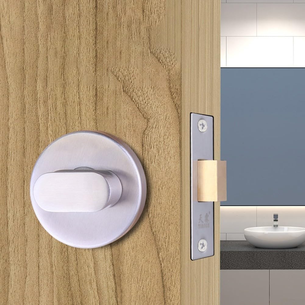 Latch Indicating Lock,Indicator Door Lock Indicator Door Lock, Bathroom Indicator Bolt Green and Red Privacy Lock Stainless Steel for Public WC Toilet Door 79 * 38mm