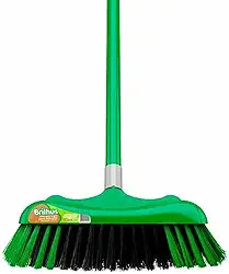 Brilhus - Vassoura Para Pisos Delicados Com Cabo, Cor Verde e Preta, Bettanin