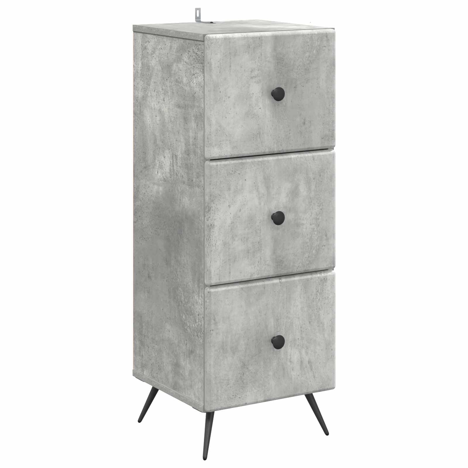 Armadietto con cassetti grigio cemento, 33 x 34,5 x 90 cm