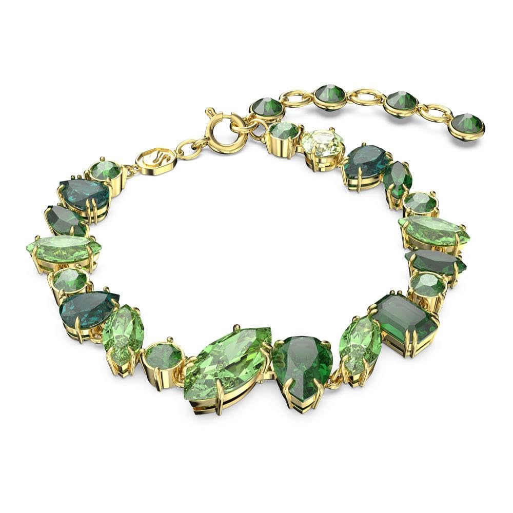 Swarovski Bransoletka Gema, Szlify różnorodne, Zielona, Wykończenie z 18-karatowego złota