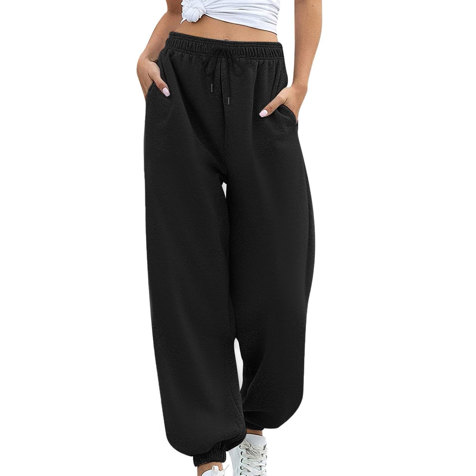 GMPC Women Baggy High Waist Sweatpants High Waist Joggers with Pockets Drawstring Sweat Pant 2024 Fashion Comfort Trousers