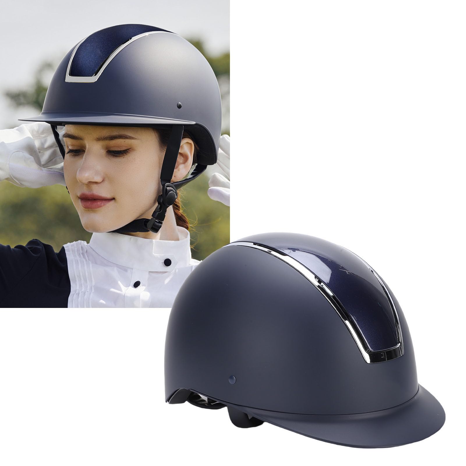 Jectse Casco da Equitazione di Sicurezza Attrezzatura di Protezione della Testa Durevole per Lezioni di Equitazione ABS/EPS Blu Scuro (L)