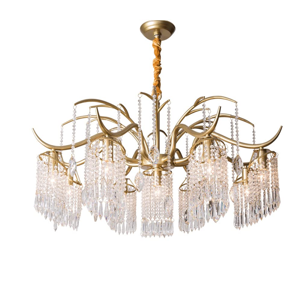 HYJAUSXB Ceiling Light Chandelier Modern Crystal Height-Adjustable Pastoral Retro Lamp French Dining Room Bedroom Decorative Lighting Lamps.