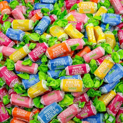 FRUIT CHEWS Candy SOUR 2 lb – Bulk Bag, Fruity Flavored, Assorted Flavors, Gluten & Peanut Free, Individually Wrapped (134 Pieces)