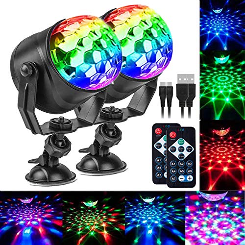 Disco Party Lights Activated LED Strobe Light 7 Color with Remote Control and USB Plug in Stage Light for Car Home Room Dance Parties Birthday DJ Bar Karaoke Xmas Wedding Show Club Pub [2-Pack]