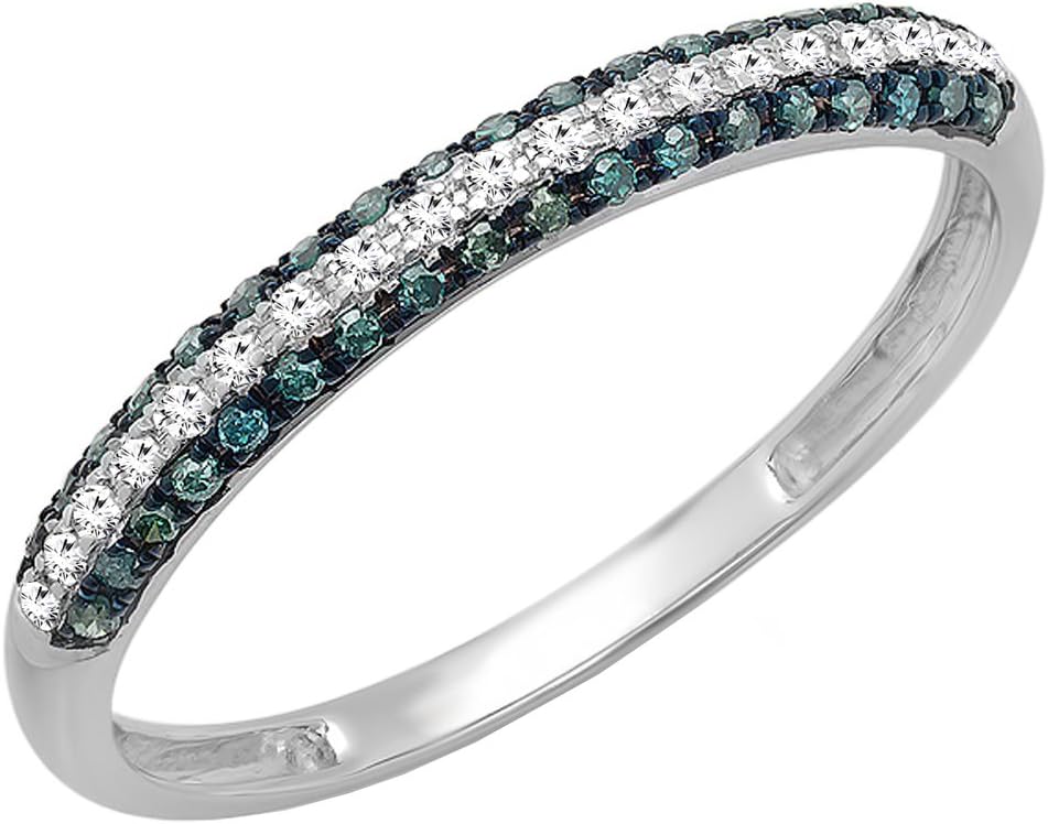 0.20 Ctw 14K Real Solid Gold Round White Natural Diamond Women Wedding Anniversary Band
