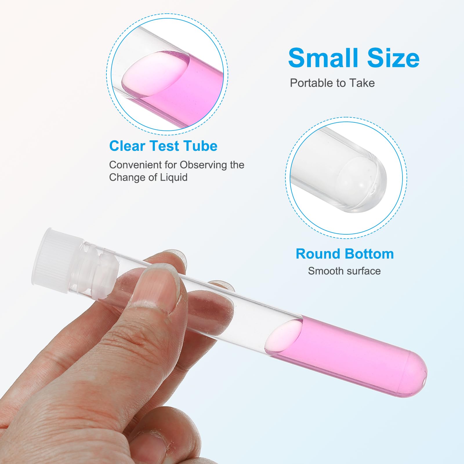 PATIKIL Set di provette, 100 pezzi, 150 x 15 mm, in plastica trasparente, con fondo rotondo, con tappo e imbuto, per perline, feste, caramelle, sale da bagno, per esperimenti scientifici, colore