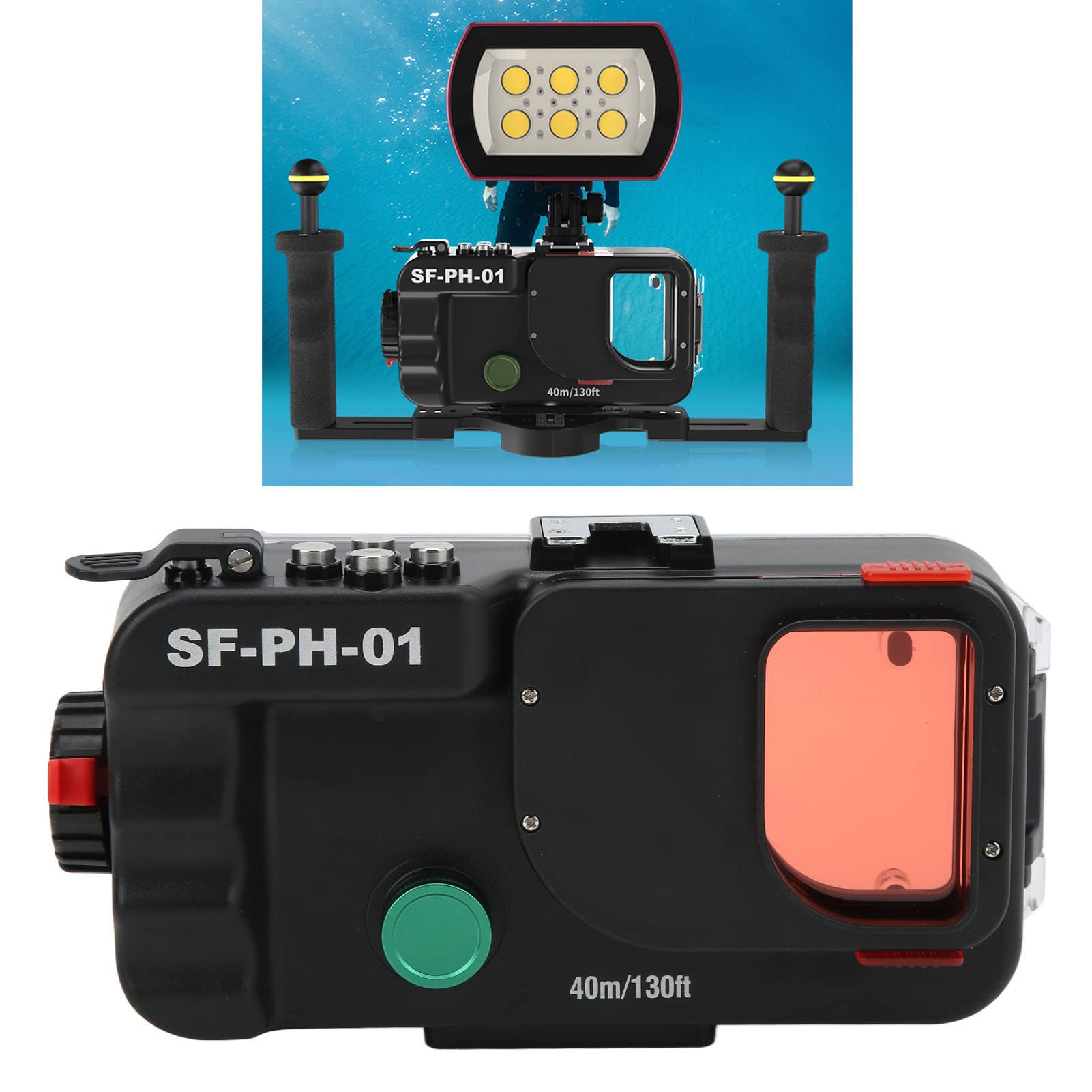 Custodia per telefono subacquea con controllo wireless, SF‑PH‑01 Custodia video per fotografia subacquea con cordino [40 M/131 Ft], custodia impermeabile per tutti gli smartphone di meno di 6,5