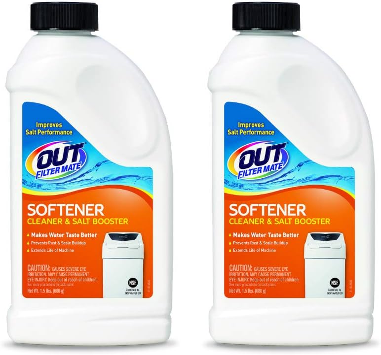 OUT Filter Mate Water Softener Cleaner and Salt Booster Powder, 24 oz Bottle 2-Pack : Home & Kitchen