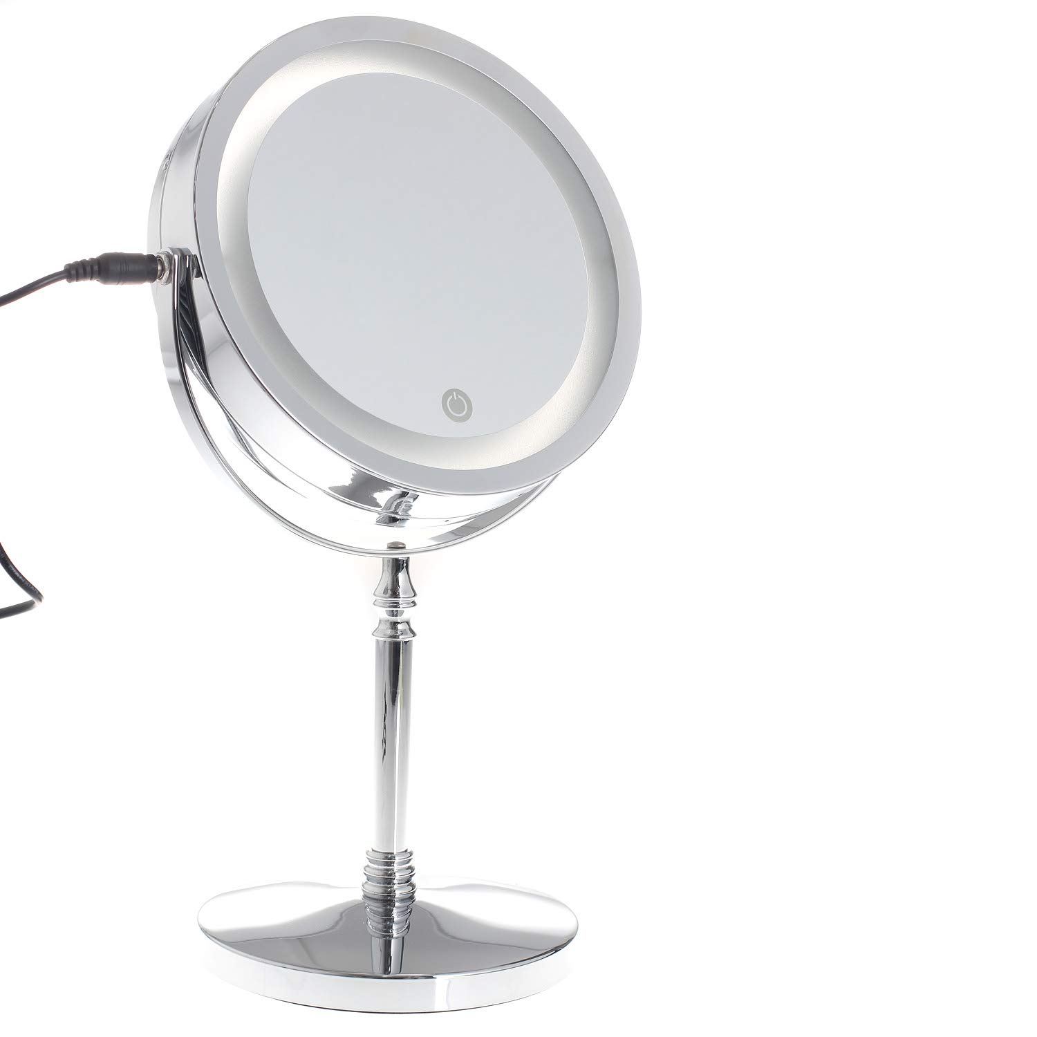 TKD3144-5x przyciemniane lusterko kosmetyczne LED, 5-krotne powiększenie, 7", podświetlane lusterko do makijażu, dwustronne urządzenie do golenia z funkcją dotykową, zasilanie bateryjne + wtyczka EU,