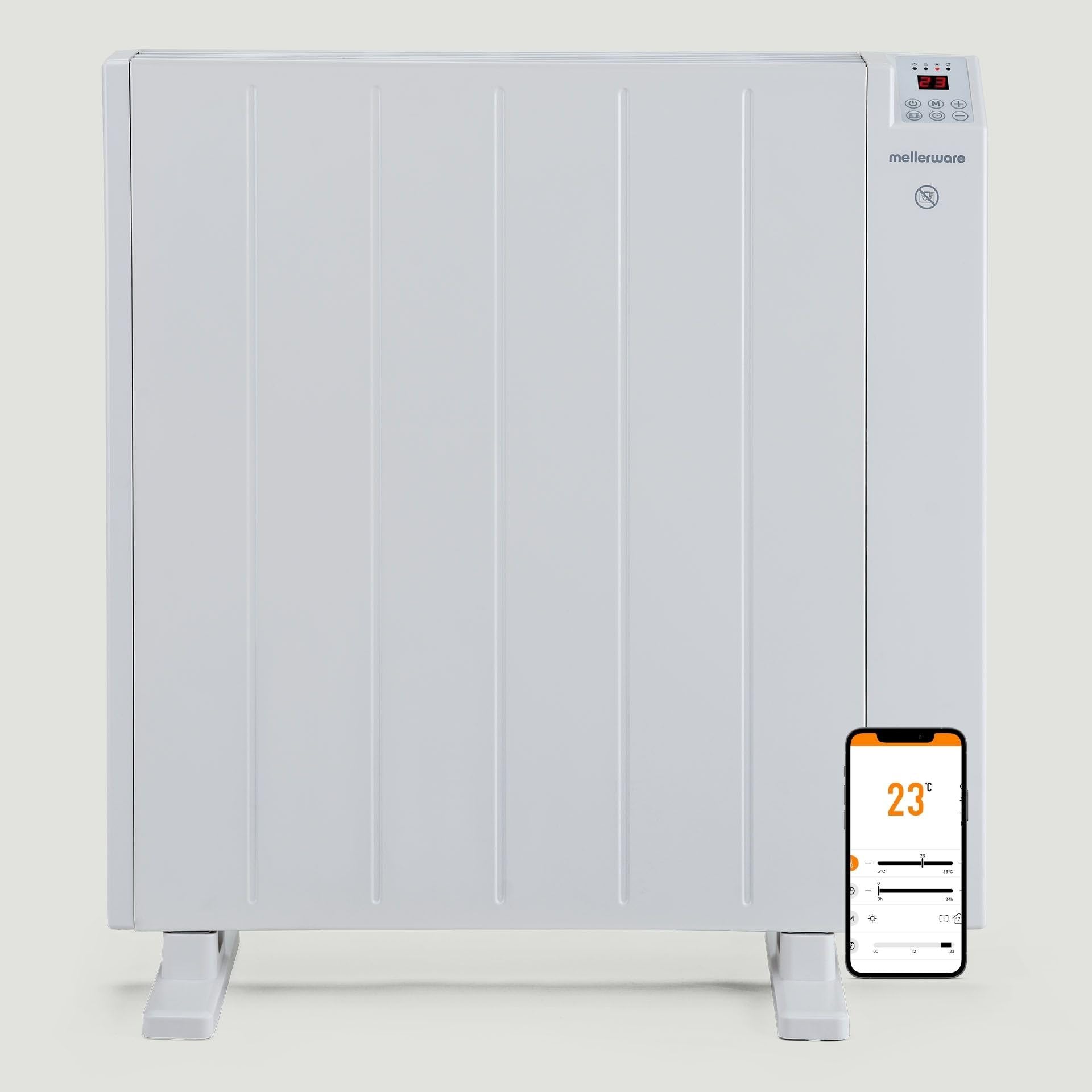 Mellerware - Low Consumption Thermal Emitter Comfy! 1200W WIFI | Programmable 3 Modes +Adjustable Temp + Open Window Function | Timer | Electric Radiator 20m2| Google Home Alexa |Medium