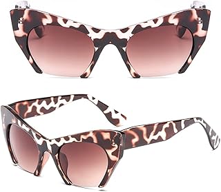 Dollger Vintage Cateye Sonnenbrille Damen Große: Katzenauge Brille Schwarz 80er 90er UV 400 Schutz Klassisch Halbrahmen