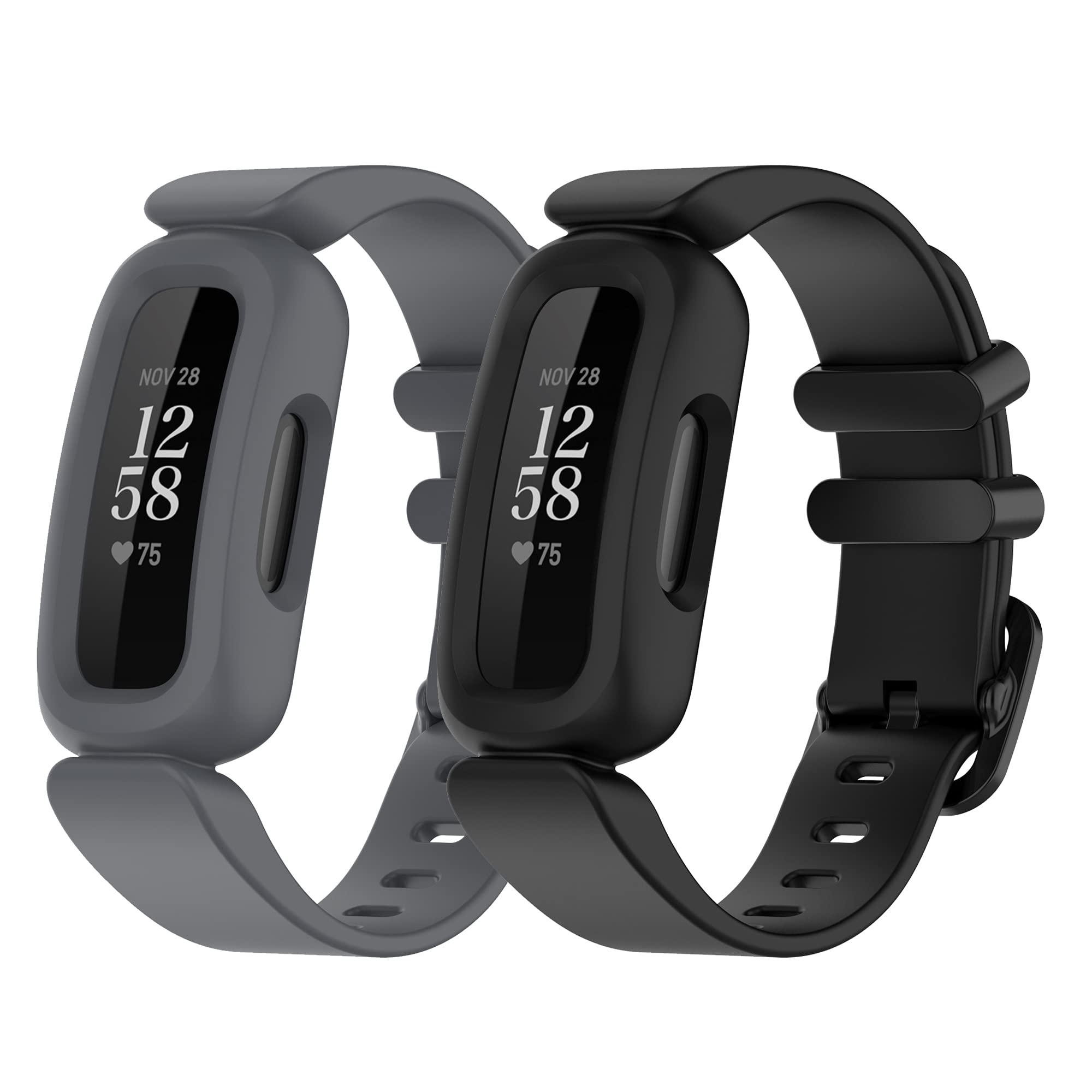 Chofit (2-Pack Replacement Straps Compatible with Fitbit Ace 3 Strap, Soft Silicone Sport Adjustable Flexible Wristbands Arm Band for Ace 3/ Inspire 2 Activity Tracker (Black+Gray) — image 1