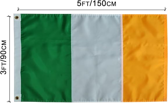 Ireland Flag 3x5Ft- Irish National Flag Sewn Stripes Premium Irish Flags Outdoors Indoors 210D Heavy Duty Oxford With Brass Grommmets