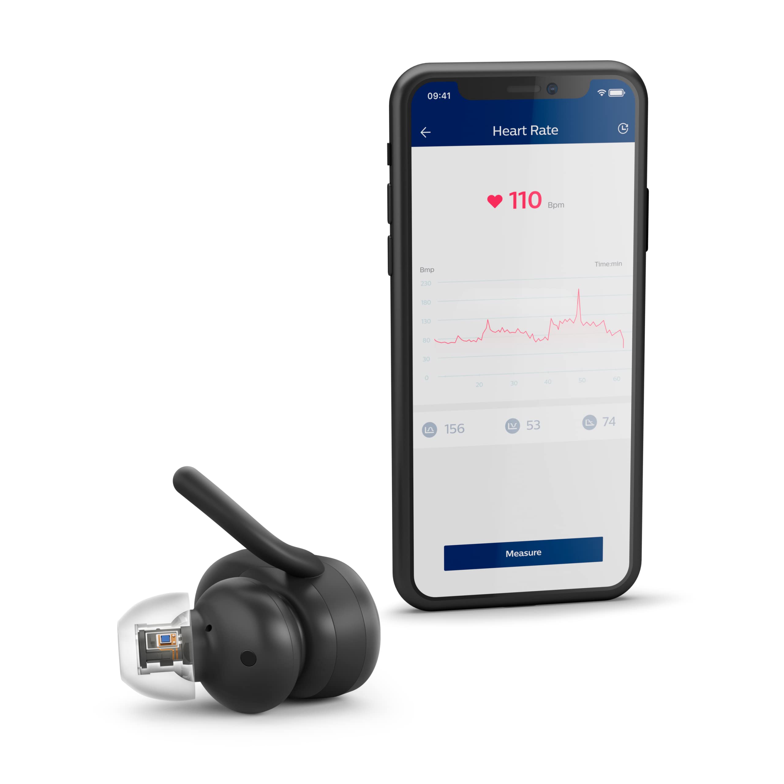 Philips Cuffie Sportive, TAA7306/00, Senza fili, Cuffie da corsa per adulti, Bluetooth, Fino a 24 ore di tempo di riproduzione, Microfono incorporato, Vestibilità sicura, Nero