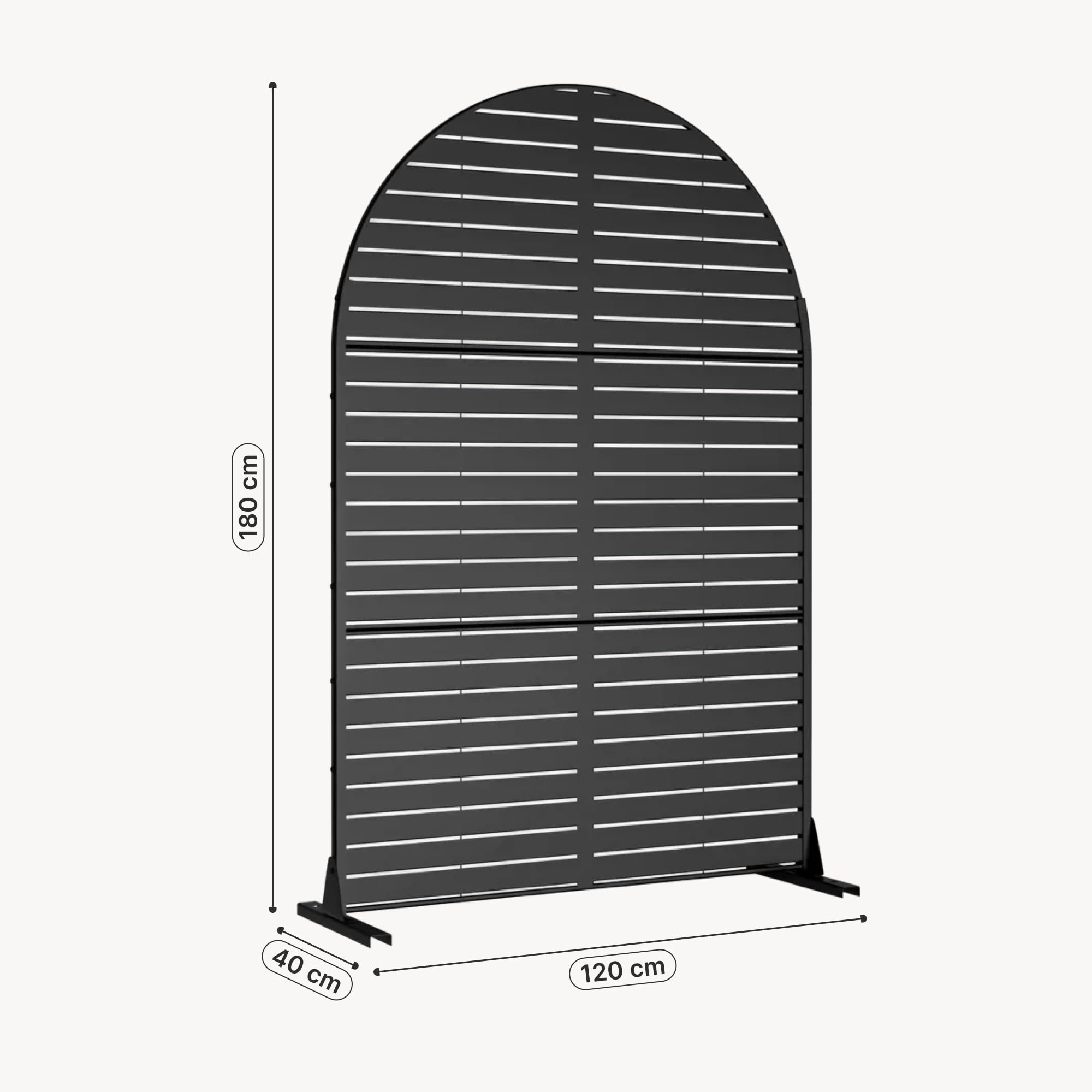 casa.pro Pannello Divisorio Decorativo Acciaio 180 x 120 cm Nero | Paravento Arcuato Zincato Metallo Interno Esterno Giardino Soggiorno Terrazza Frangivista Separé Sole Privacy