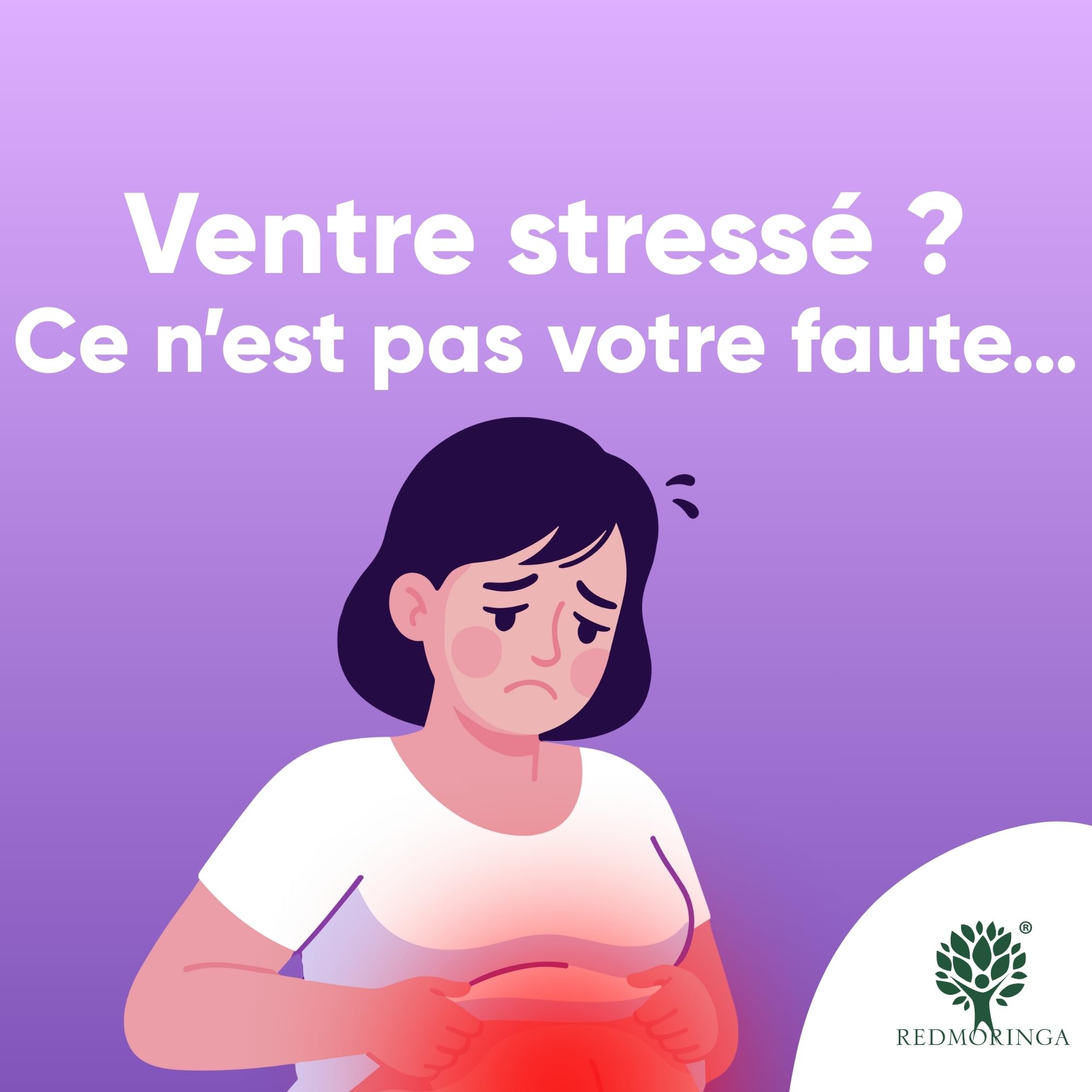 LOW CORTISOLO – Phosphatidylsérine 450 mg + Moringa Oleifera BIO | Pour abaisser le cortisol, ventre de stress | Complément mémoire et concentration | 150 gélules végétales Made in Italy | RedMoringa