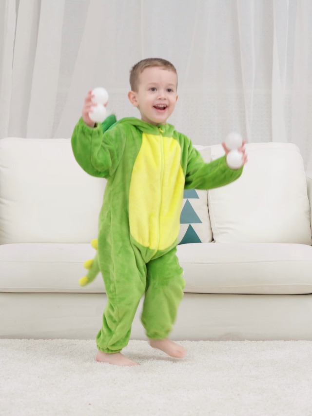 LOLANTA Dinosaurus kostuum voor baby's, lange mouwen, van pluche met capuchon, Blauw, 15-18 meses