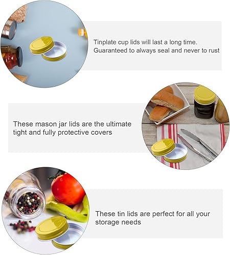 Miniatura 5 de Cabilock 12 tapas para tarros de boca ancha, tapas para tarros de boca ancha, tapas para conservas con fugas, tapas para tarros de conservas de