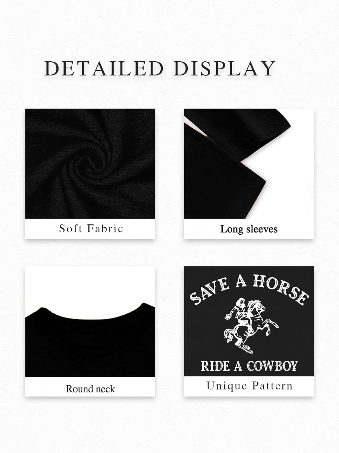 Cowgirl Outfits for Women Western Country Concert Graphic Crop Tops Rodeo Cropped Tight Long Sleeve Shirts - Image 4