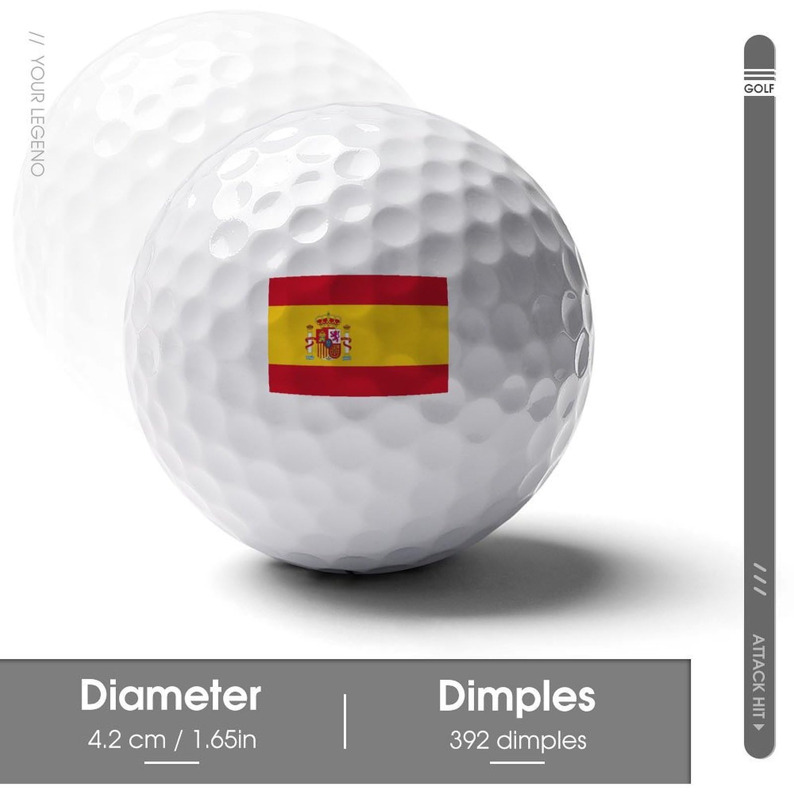 Pelotas De Golf Personalizadas con La Bandera De España Un Regalo para Hombres Y Mujeres Accesorios para Pelotas De Golf De Distancia para Golfistas Amantes Cumpleaños Y Navidad