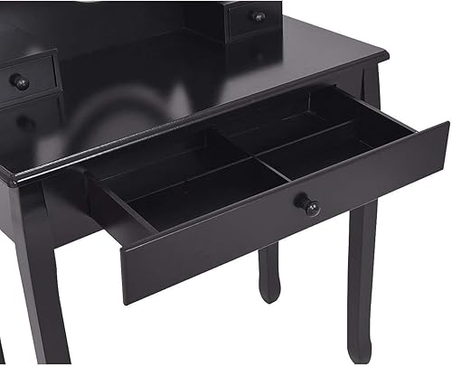 Miniatura 8 de Casart - Juego de taburete de baño de madera con espejo y 3 cajones