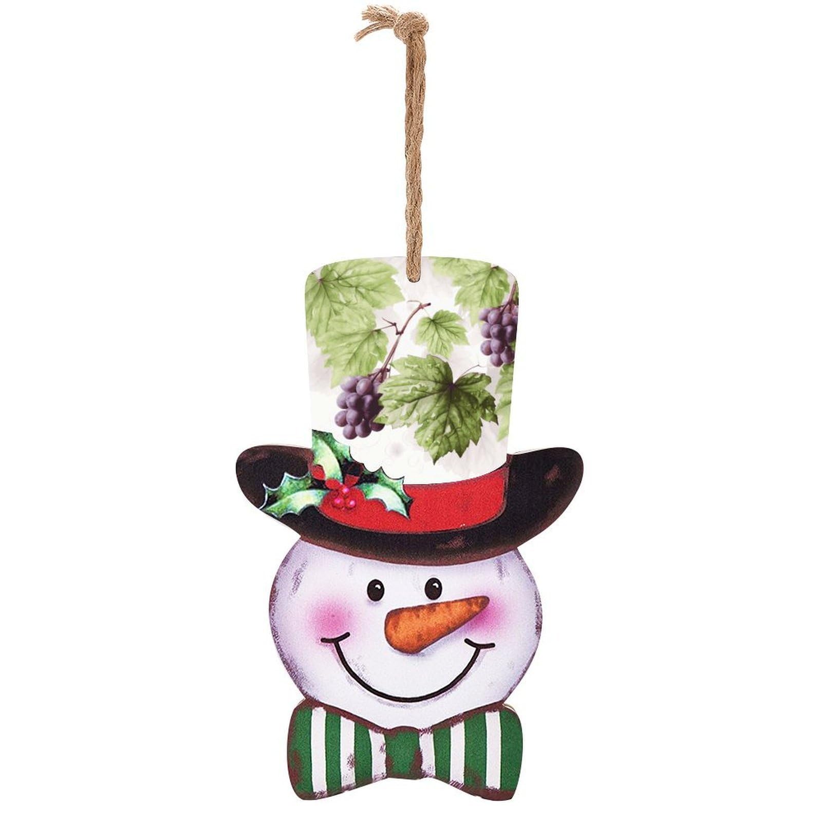 Beautiful Grape Leaves Snowman Decor Christmas Snowmans Hanging Decors Wooden Exquisite Holiday Decoration Sign for Home Window Wall Farmhouse Indoor Outdoo
